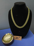 Green on gold necklace and bracelet