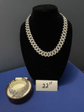 22 “inch silver iced out necklace with matching bracelet 